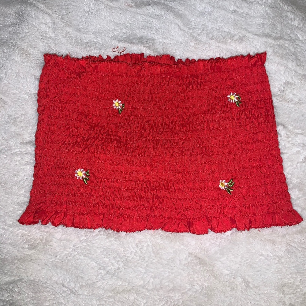 Zaful Red Daisy Tube Top